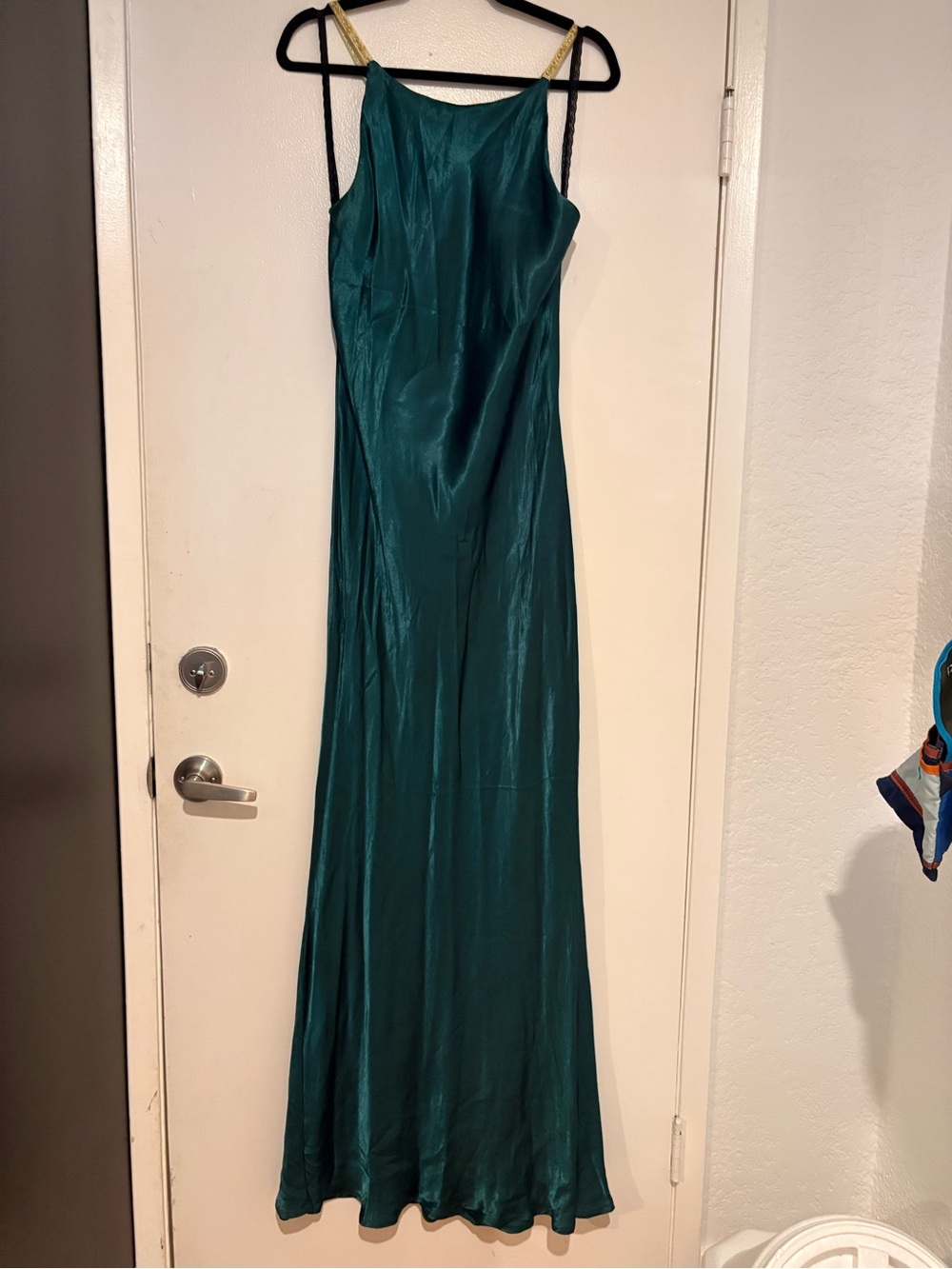 Algo Satin Slip Maxi Dress in Emerald - Picture 3 of 3